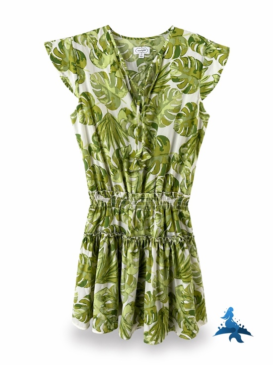 Mud Pie Dresses & Skirts - 1309 Mud Pie Dress Sleeveless Ruffle Waist Tie Neck – S – Green White